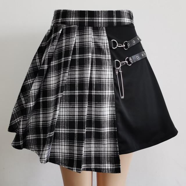 Plaid Punk Pleated Skirt - Goth Mall