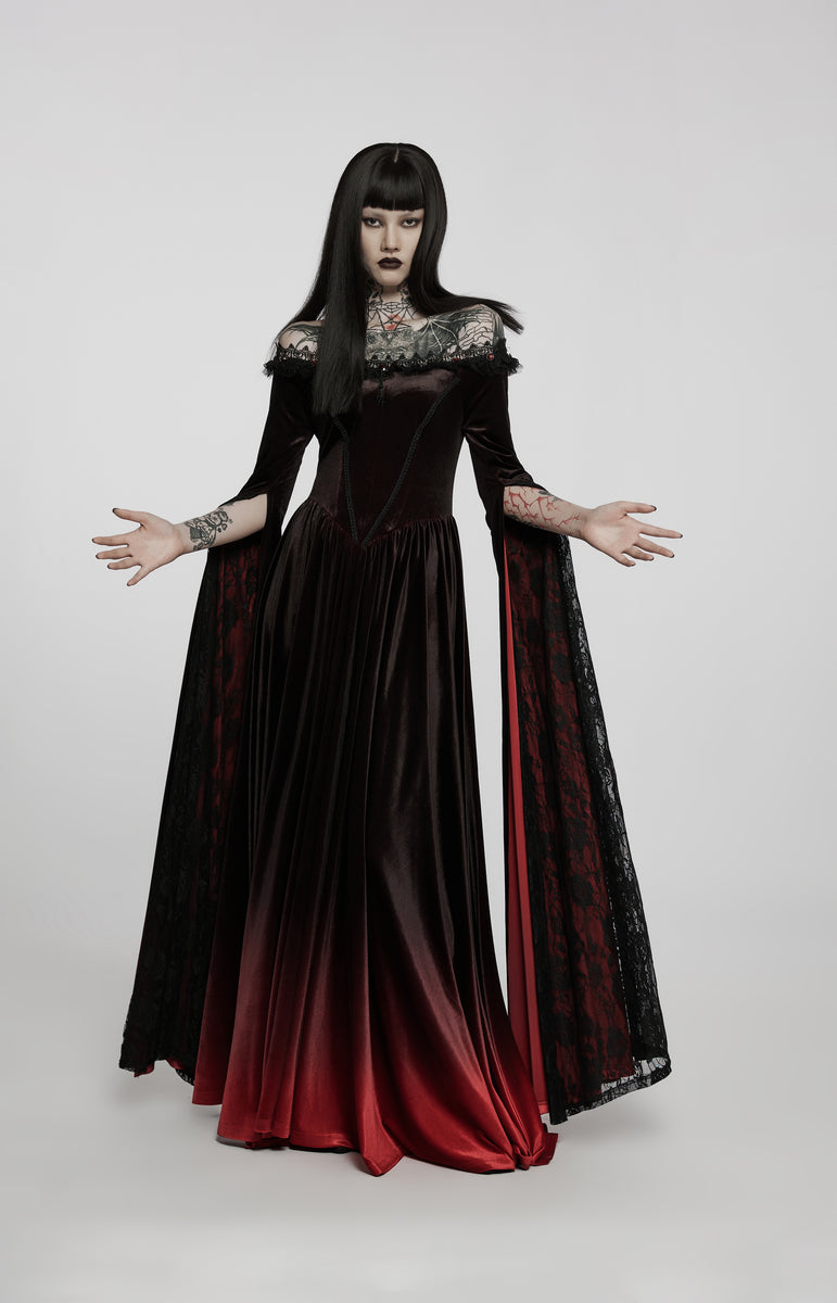 Victorian Gothic Vampire Masquerade Ball Black and Red Ball Gawn S