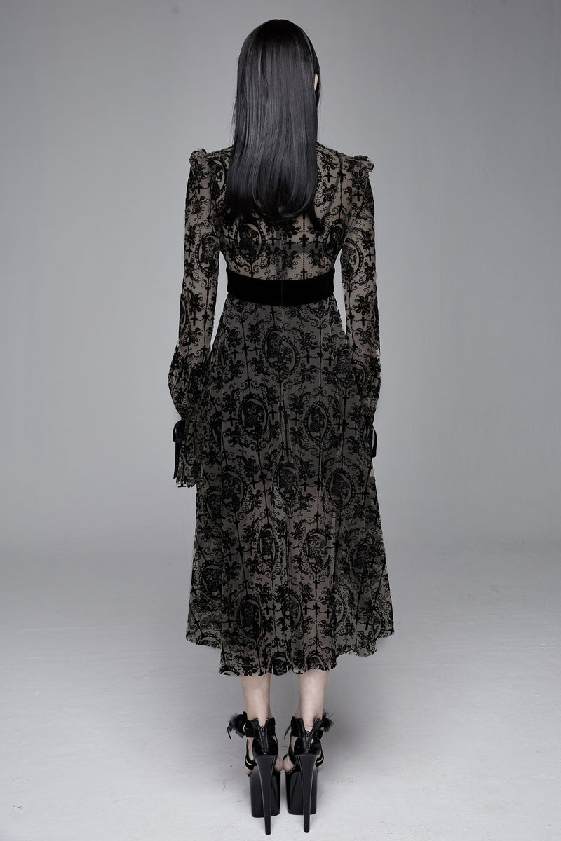 cameo lace dress Victorian Ribbon Cameo Dress Black Bow & Lace Trim