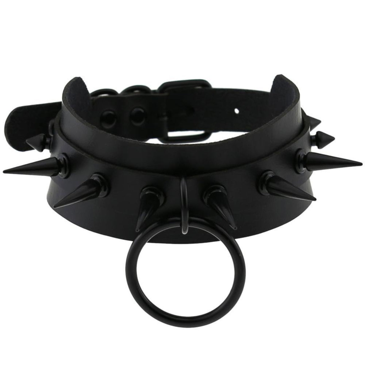 Matte Spiked O-Ring Collar– Goth Mall display picture 3