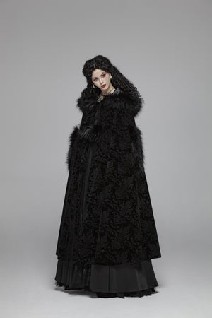 Punk Rave Cassiopeia Womens Gothic Velvet Cloak - Black Damask Punk Rave Cassiopeia Womens Gothic Velvet Cloak - Black Damask