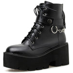 Pierced Chain Links Boots - Goth Mall