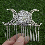 Wiccan Moon Pentagram Hair Slide