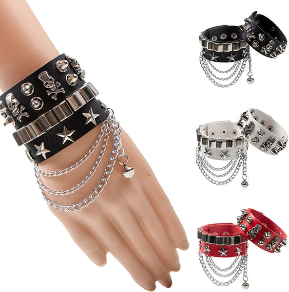 3 Pieces PU Studded Punk Bracelets Armband Unisex Gothic Fashion Pyramid  Wristband for Party Gift Proms Rock Costumes Jewelry - AliExpress