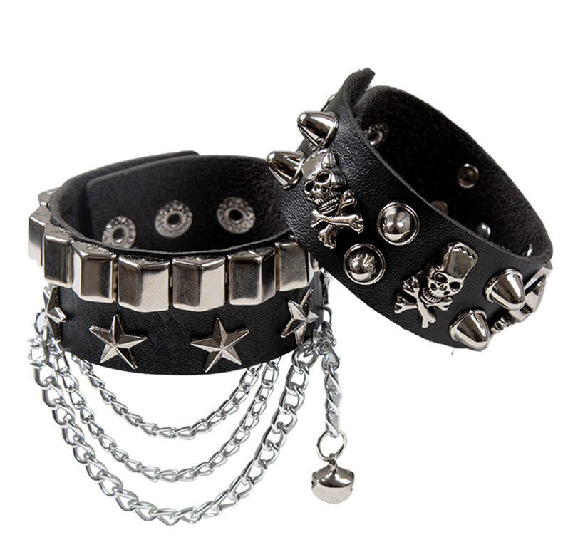 Buy Black Punk Leather Bracelet Spike Studded Rivet Punk Rock Bracelet  Wristband Adjustable Online at desertcartINDIA