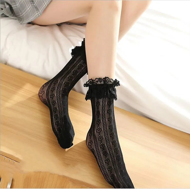 Emo Lace Trim Socks