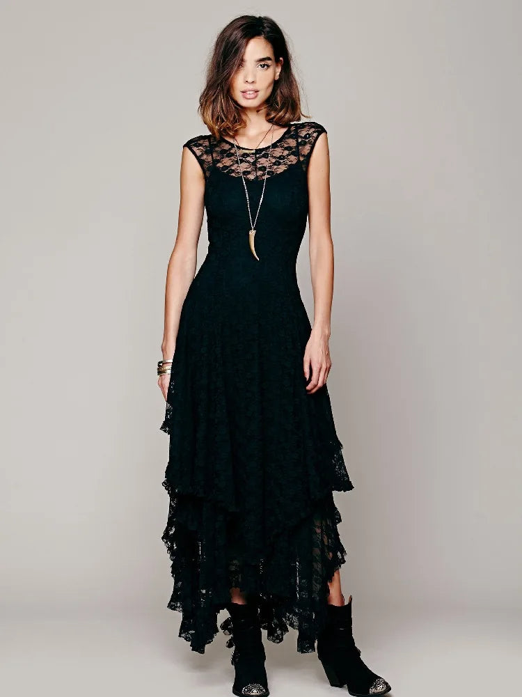 Black Sheer Lace Stevie Dress Large Black Sheer Lace Stevie Dress Large