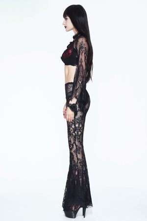 Lace Maiden Sheer Leggings - Goth Mall