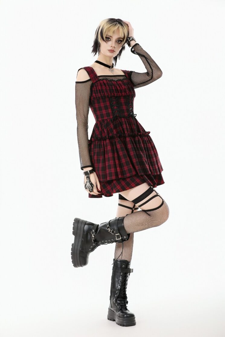 black emo dress The Tartan IMPORTANT Knowing your body Long Sleeve Button Down Color:Blue Brown Floral Strapless Curved Neck
