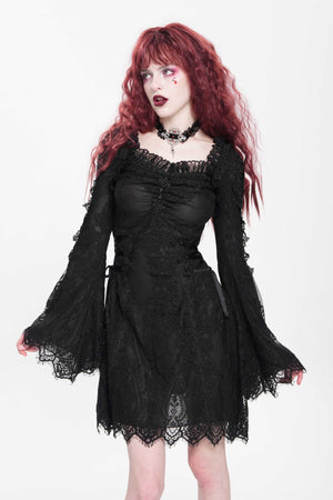 Devil Fashion Floral Embroidered Gothic Lace Dress Size: M Devil Fashion Floral Embroidered Gothic Lace Dress Size: M