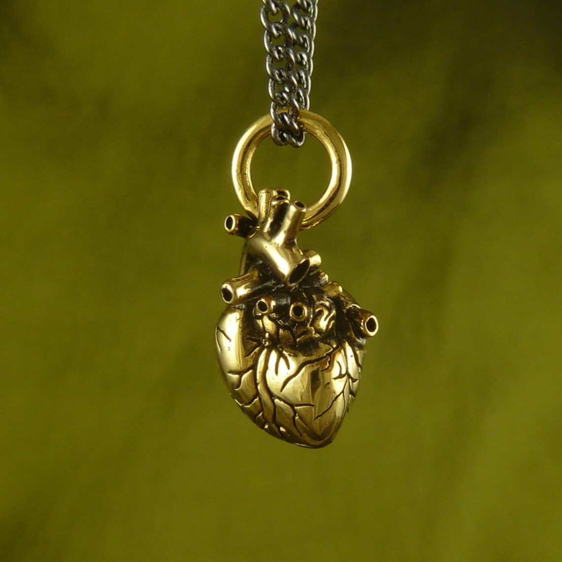 Small Gold Anatomical Heart Necklace - Goth Mall