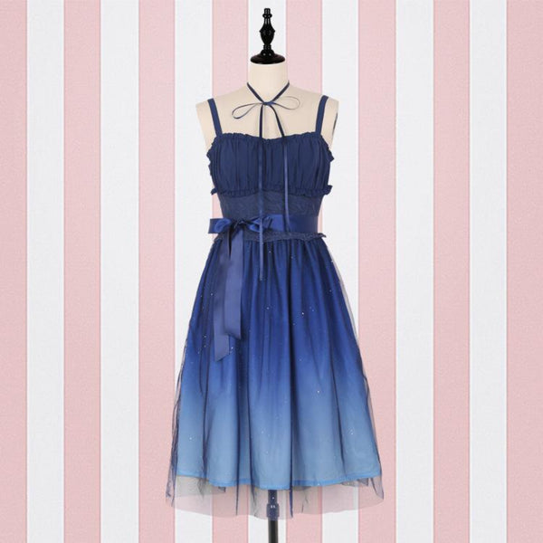 starry night dress Nights Midi (Blue) L line flowy skirt Starry Night Linen Dress, Sleeveless