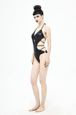 Black Liquid Patent Swimsuit - Goth Mall