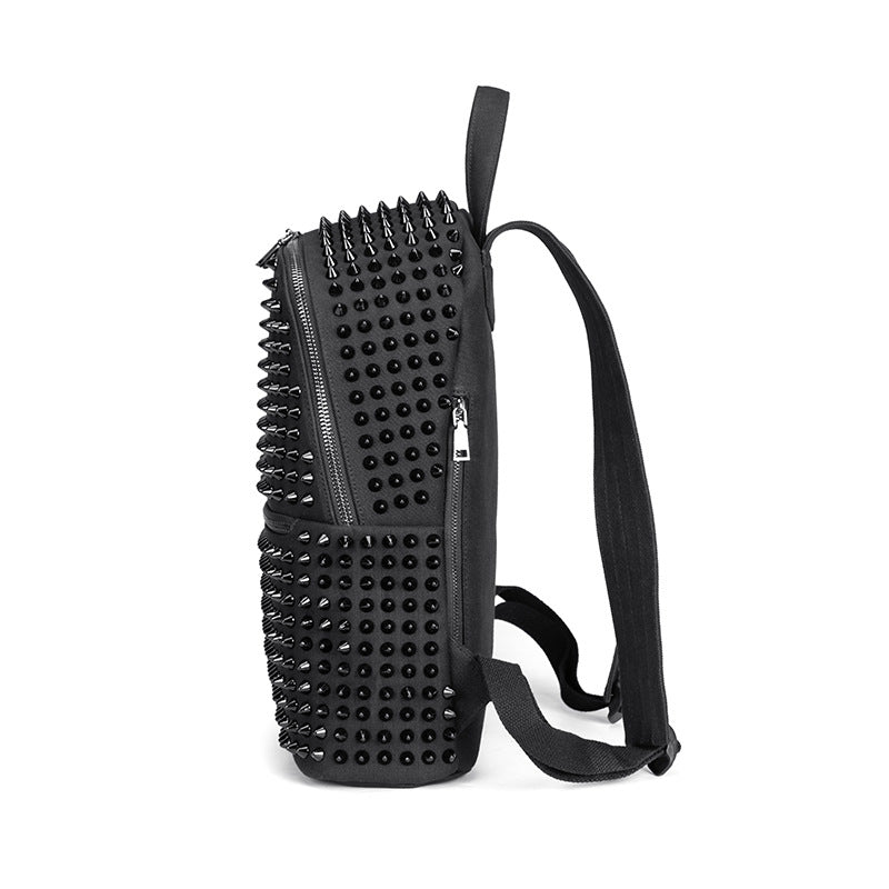 black leather spiked backpack Women Black Backpack with Large Capacity and with Many of Rivets / Rock Style Accessories