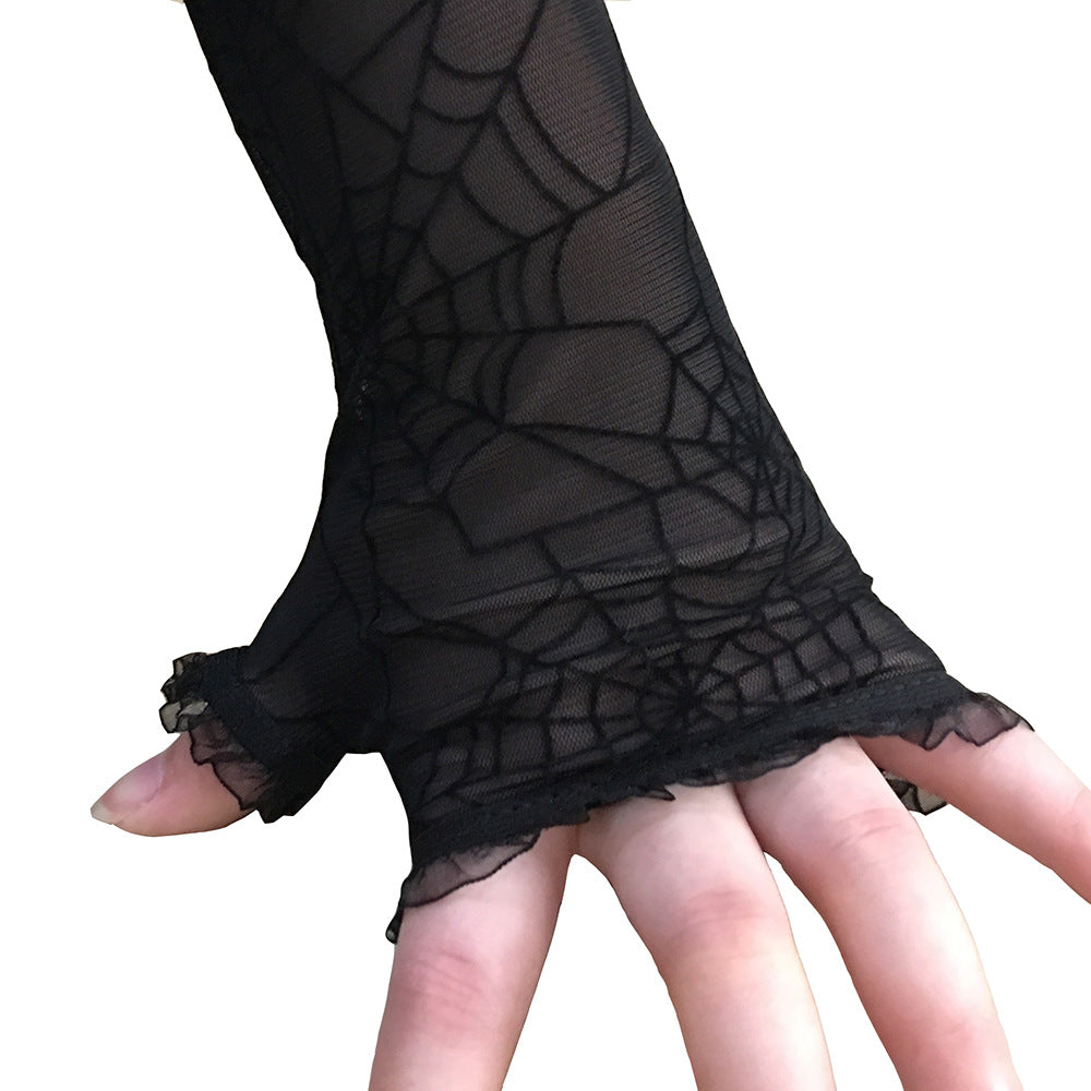 Long Spider Web Gloves - Goth Mall