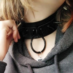 Matte Spiked O-Ring Collar - Goth Mall