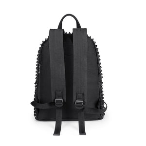 black mini backpack spikes Women Black Backpack with Large Capacity and with Many of Rivets / Rock Style Accessories