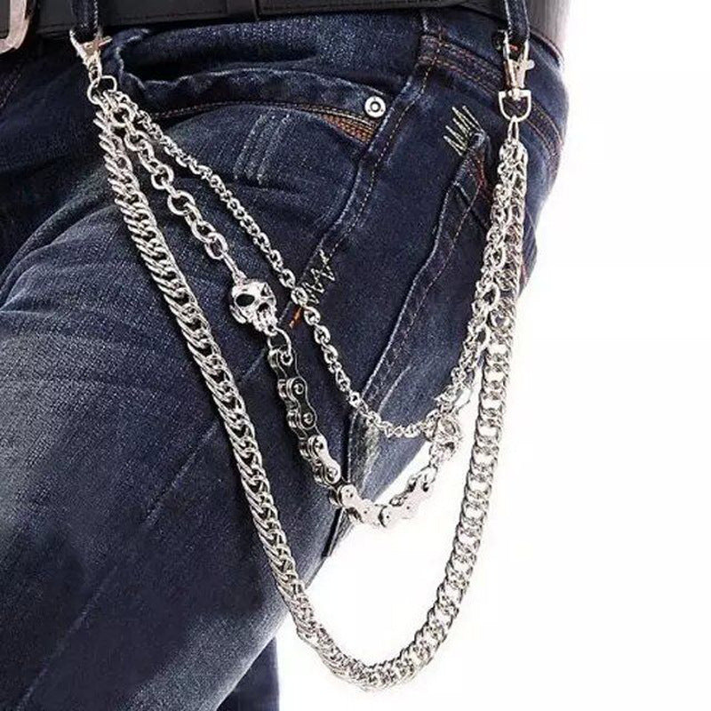 Silver Skull Belt Chain - Goth Mall