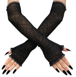 Long Spider Web Gloves - Goth Mall