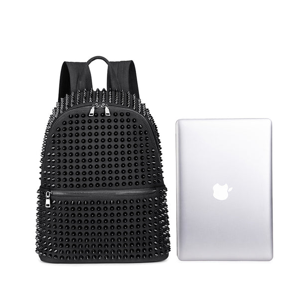 black mini spike backpack Daypack for Cool Spiky Style & Edge this backpack is a statement piece that says Im here to stay Leather Mini Spike Bag Black