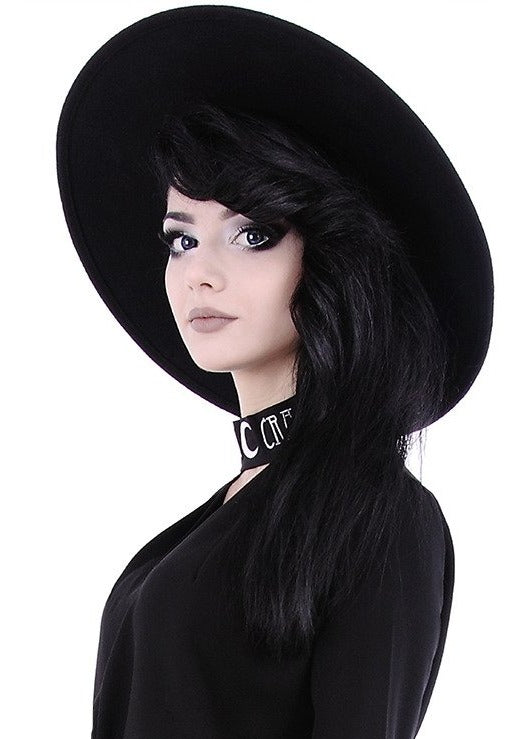 Gothic Wide Brim Witch Hat - Goth Mall