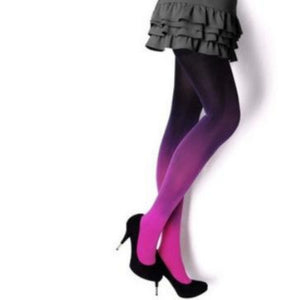 Gradient color purple pink tights socks in thick Japanese velvet