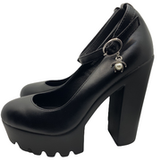 vegan chunky mary jane platforms with spider pendant