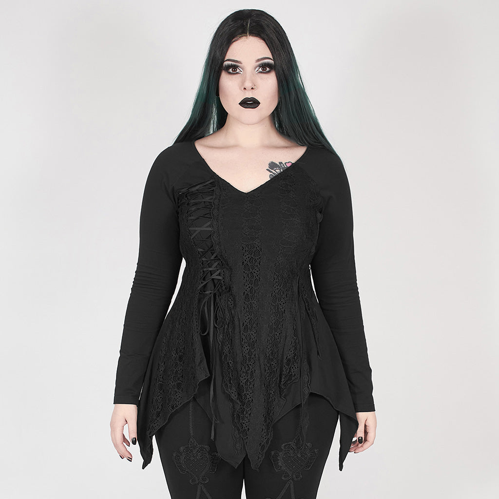 Nihsatin Women's Plus Size Lace up Ribbed Tops Casual T-Shirts Gothic Corset  Top