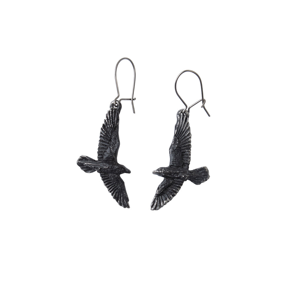 Black Raven Earrings - Goth Mall