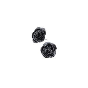 Black Rose Stud Earrings - Goth Mall
