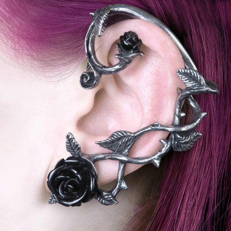 Black Rose Ear Wrap - Goth Mall