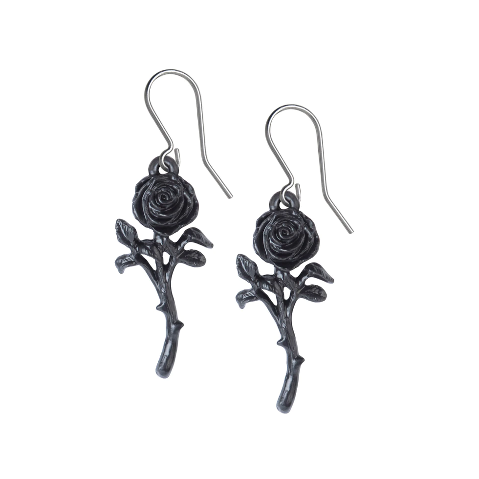 Romance of the Black Rose Earrings - Goth Mall