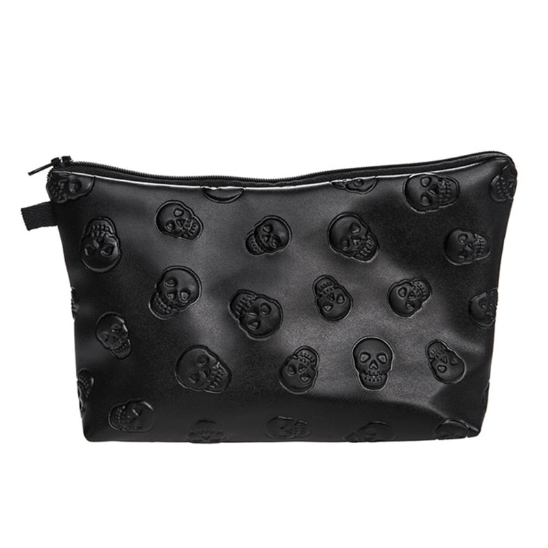 Small Goth Makeup Case Mini Skulls Make Up Bag - Main Image
