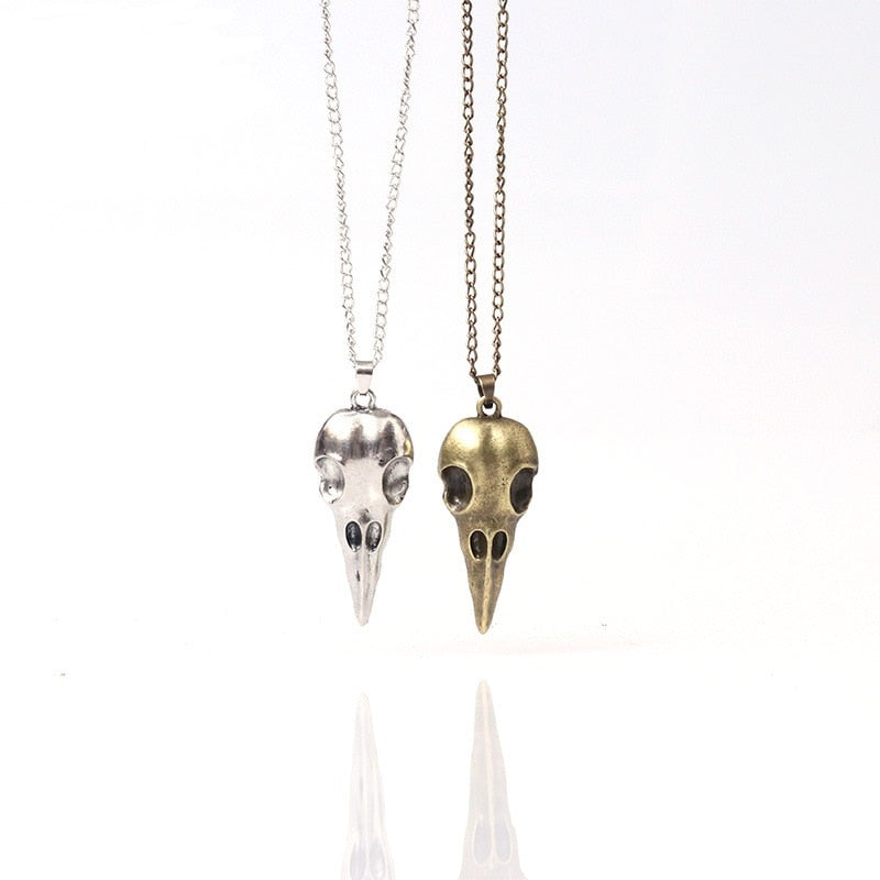Raven Skull Pendant Necklace - Goth Mall