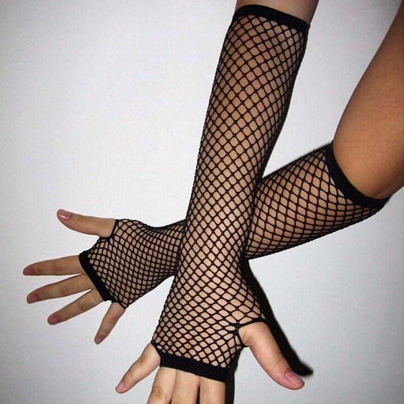 Goth Vampire Crochet Cotton Fishnet Gloves, Gothic Long Arm