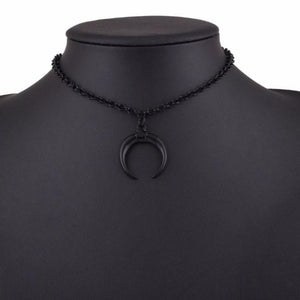 Black Crescent Moon Necklace - Goth Mall