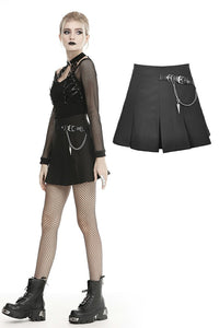 Buckled Chain Mini Skirt - Goth Mall