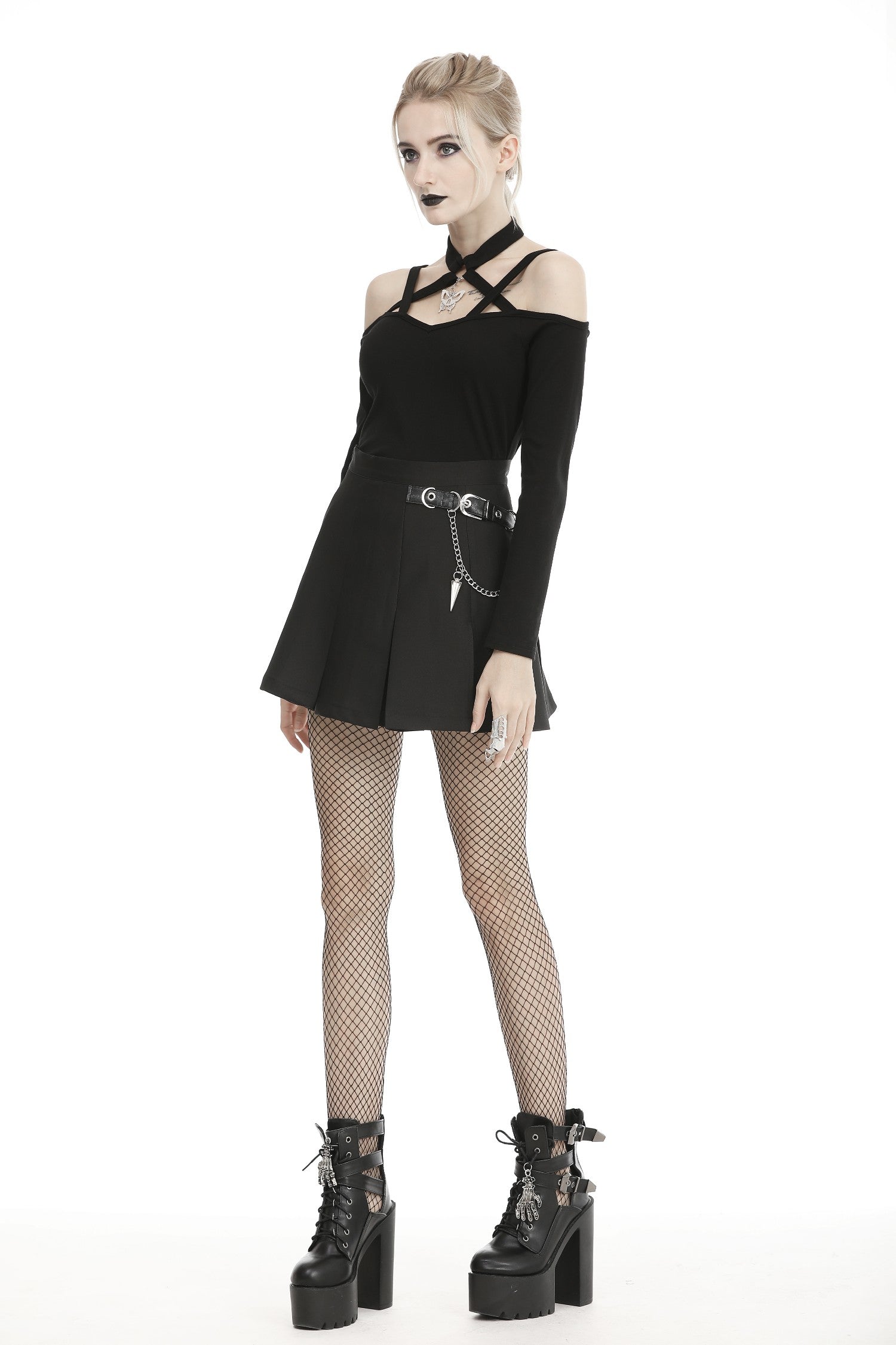 Buckled Chain Mini Skirt - Goth Mall