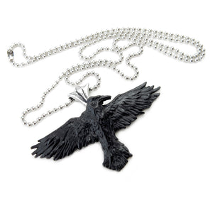 Black Raven Pendant Necklace - Goth Mall