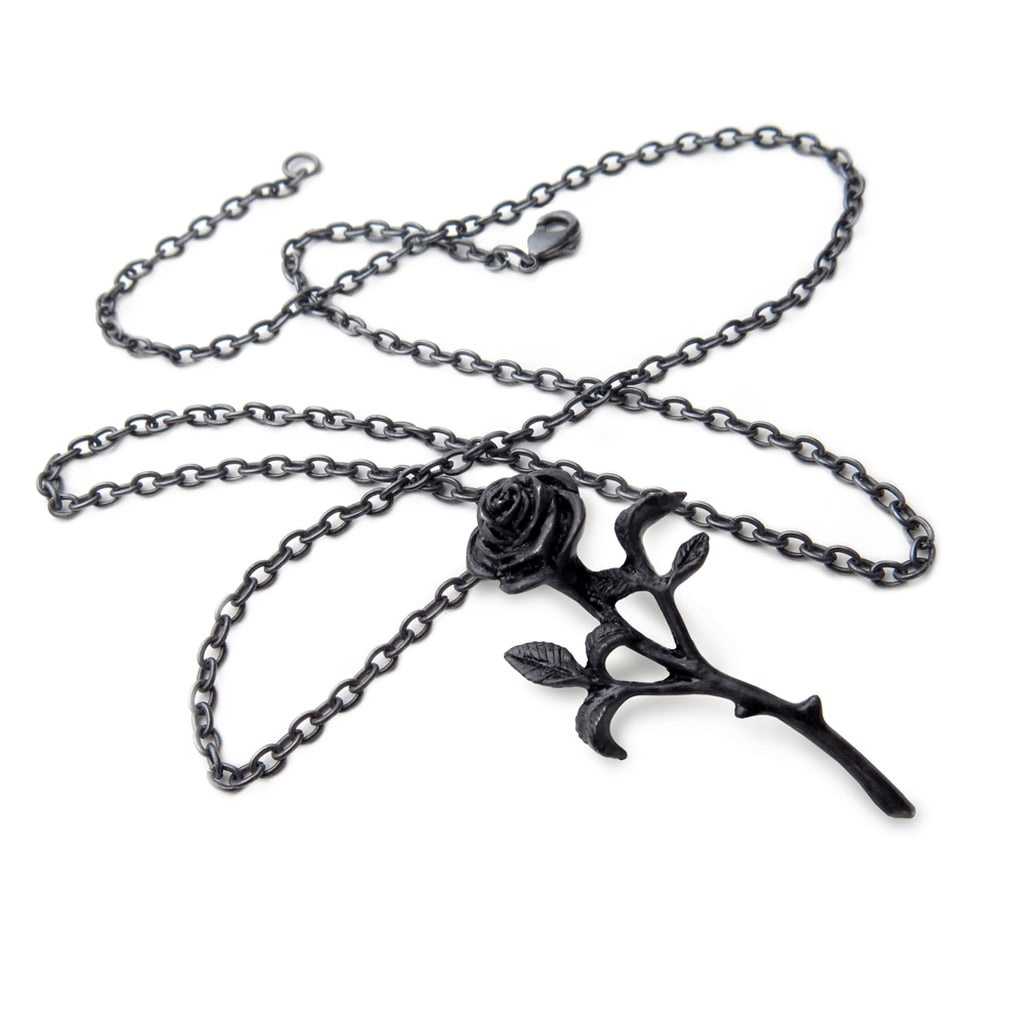 Stainless Steel Black Compass Rose Pendant with Chain
