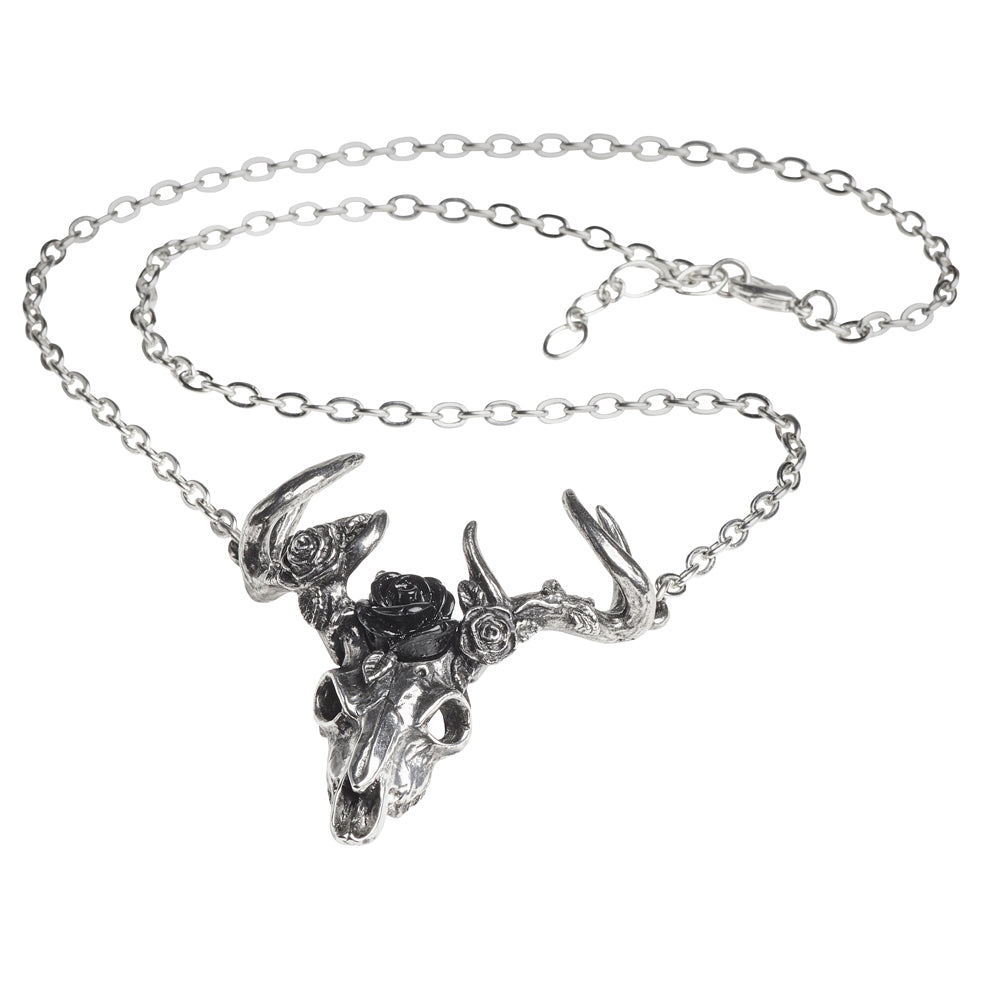 White Hart Black Rose Necklace - Goth Mall