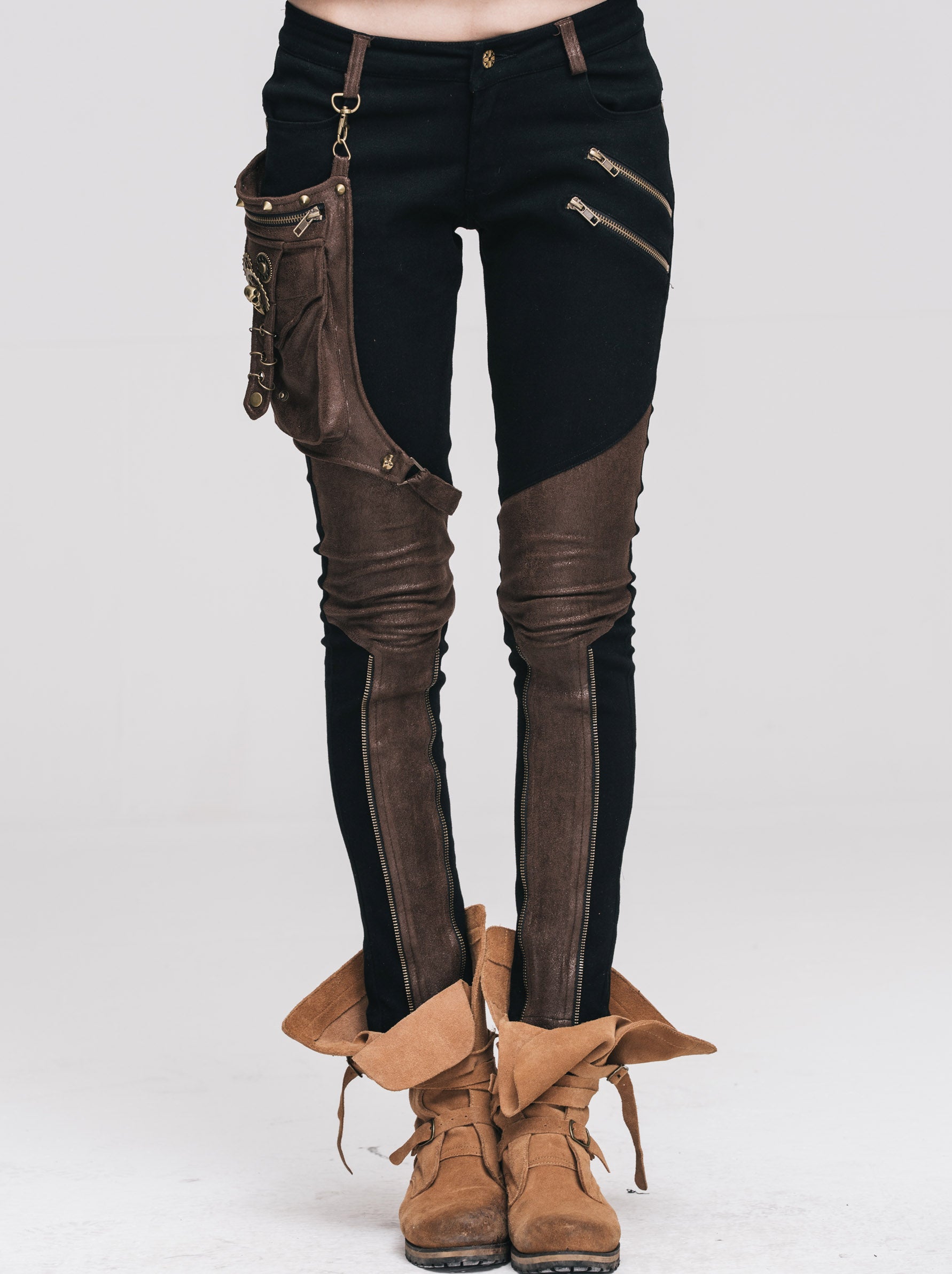 Zipped Steampunk Skinny Pants - Goth Mall