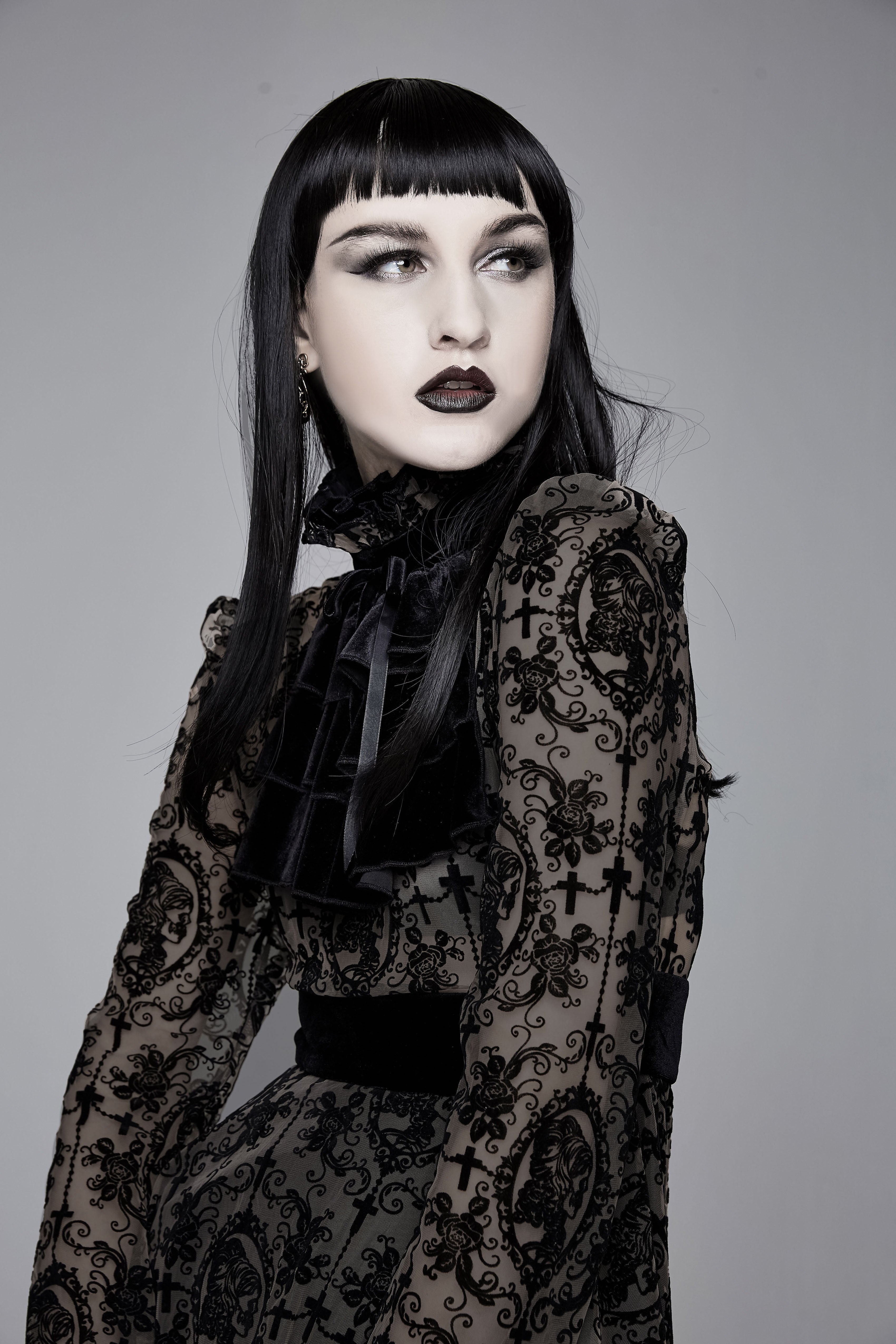 Wilhelmina' Gothic Floral Mesh Dress Wilhelmina' Gothic Floral Mesh Dress