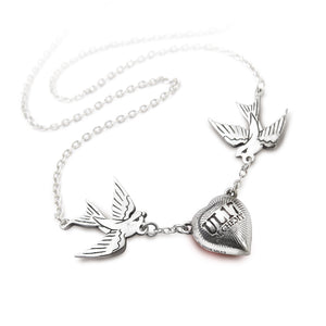 Swallow Heart Necklace - Goth Mall