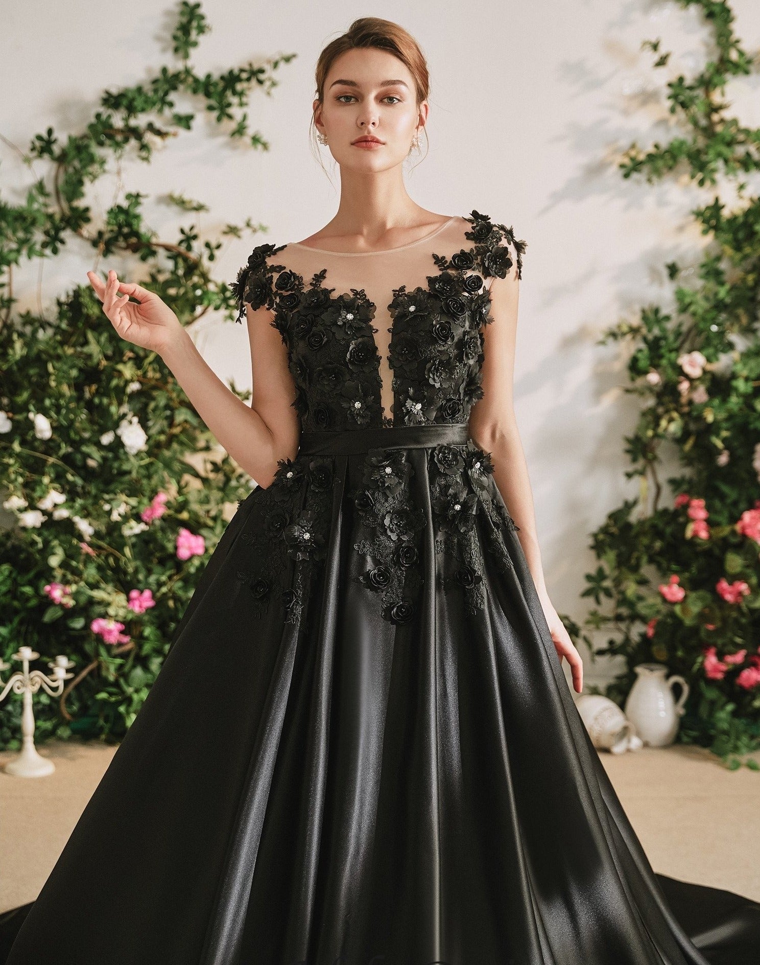 The Rare Black Rose Wedding Dress - Goth Mall