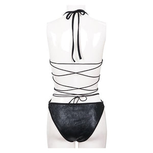 Black Liquid Patent Swimsuit - Goth Mall