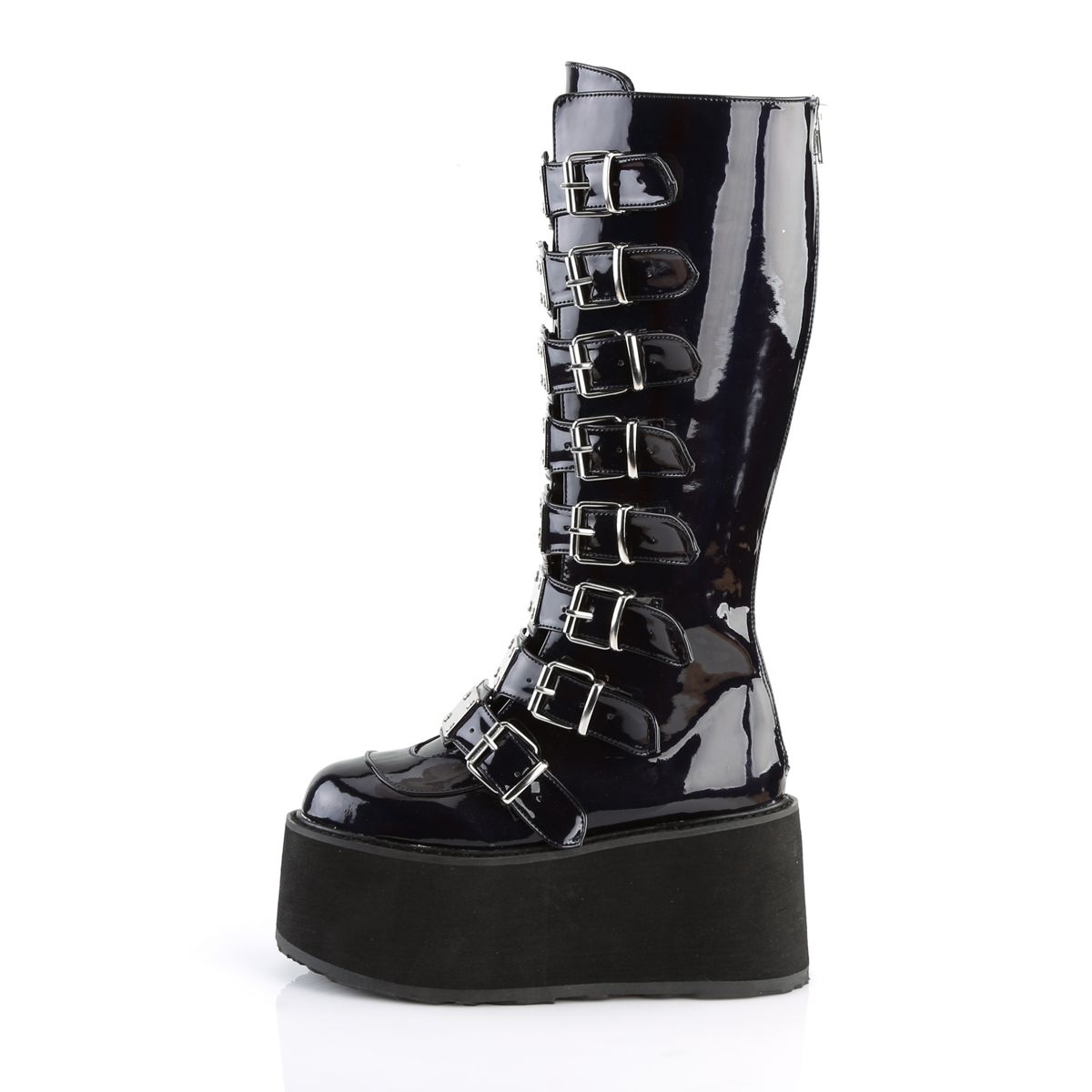 Demonia Damned 318 Boots - Black Hologram | Goth Mall