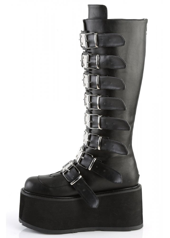 Demonia Damned 318 Boots - Black Vegan Leather - Goth Mall