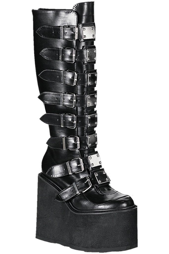 Demonia Swing 815 Goth Boots - Black Vegan Leather - Goth Mall