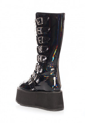 Demonia Damned 318 Boots - Black Hologram - Goth Mall